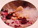 Beauty amid Rose Petals by Louis Marie de Schryver